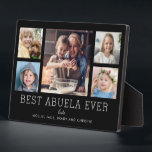 Best Abuela Ever 5-Photo Collage Keepsake Custom Plaque<br><div class="desc">Simple and clean design lets your family photos shine on this Best Abuela Ever plaque. A large photograph in the centre with two smaller photos on either side let you insert your own photos easily. Best Abuela Ever is written in a large modern font. Two lines below let you complete...</div>