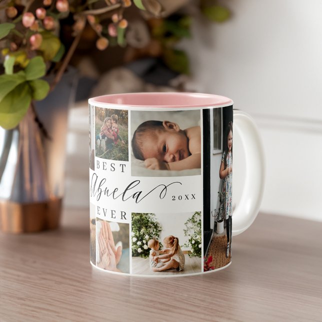 Best Abuela Ever Elegant Script 8 Photo Collage Two-Tone Coffee Mug (Best Abuela Ever Elegant Script 8 Photo Collage Two-Tone Coffee Mug)