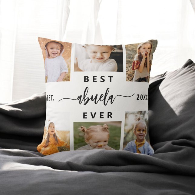 Best Abuela Ever - Grandchildren Photo Collage Cushion (Creator Uploaded)