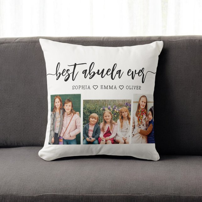 Best Abuela Ever - Grandchildren Photo Collage Cushion (Creator Uploaded)