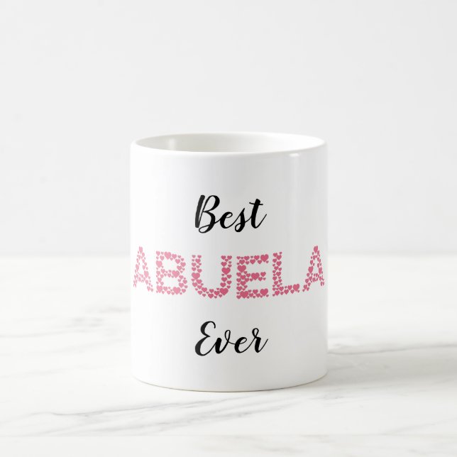 Best Abuela Ever Pink Hearts Cute Personalised Coffee Mug (Center)