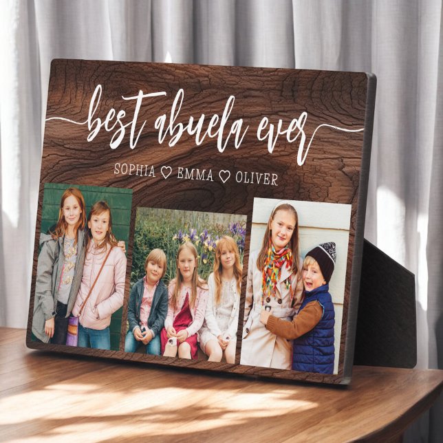 Best Abuela Ever - Rustic Wood Photo Collage Plaque (Creator Uploaded)