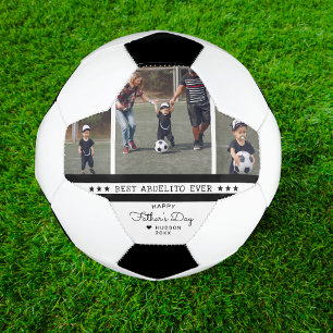 Best Abuelito Ever   Father's Day 3 Photo Collage Soccer Ball
