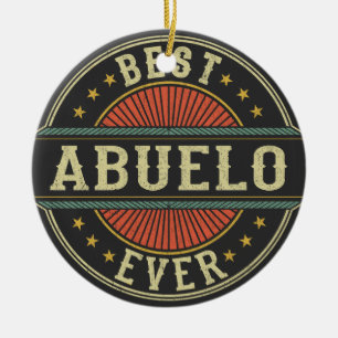 Best Abuelo Ever Retro Vintage Spanish Grandpa Ceramic Ornament