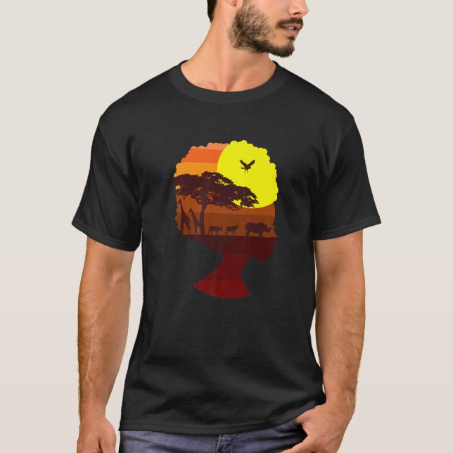 Best African Queen Gift | Black Roots Safari Lover T-Shirt (Front)