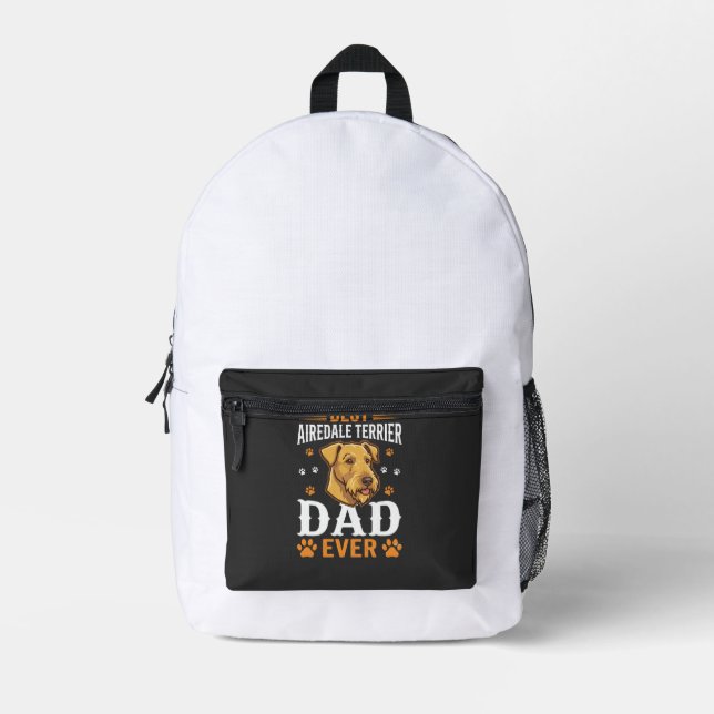 Best Airedale Terrier Dad Ever Dog Lover Printed Backpack (Front)