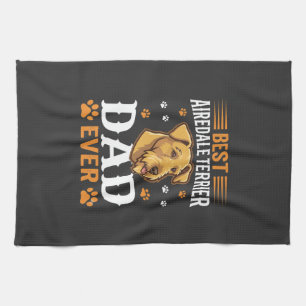 Best Airedale Terrier Dad Ever Dog Lover Tea Towel