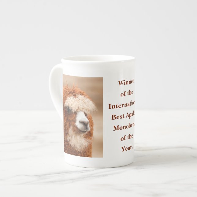 Best Alpaca Monobrow Bone China Mug (Front Left)