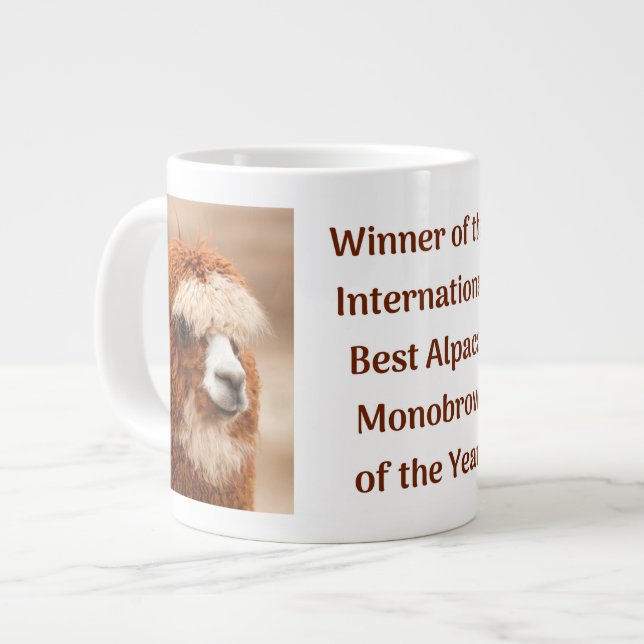 Best Alpaca Monobrow Large Coffee Mug (Front Left)