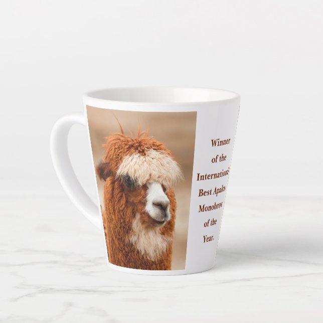 Best Alpaca Monobrow Latte Mug (Left Angle)