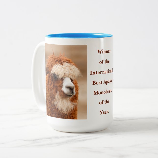 Best Alpaca Monobrow Two-Tone Coffee Mug (Front Left)