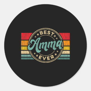 Best Amma Ever Vintage Retro Mother's Day Gift Classic Round Sticker