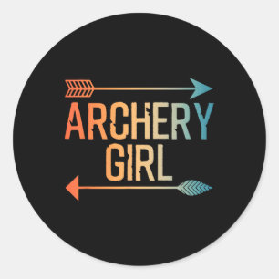 Best Archery Art For Girls Women Crossbow Bow Hunt Classic Round Sticker