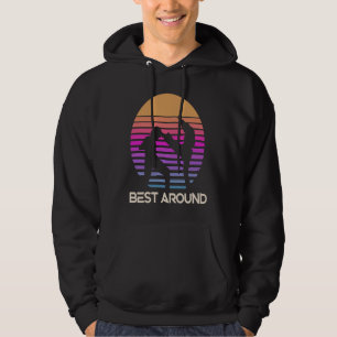 Best Around Karate Face Kick 80's Sunset Circle Ka Hoodie