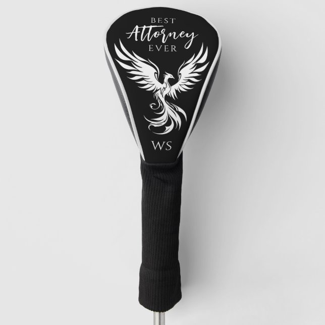 Best Attorney Phoenix Monogram Initial Black White Golf Head Cover (Front)