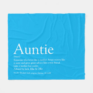 Best Aunt Auntie Definition Sky Blue Fun Fleece Blanket