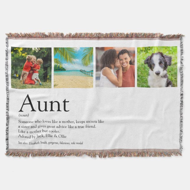 Best Aunt Auntie Ever Modern Photo Collage Throw Blanket (Front)