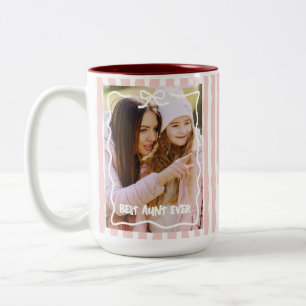 Best Aunt Birthday Gift Custom Niece Nephew Photo Two-Tone Coffee Mug