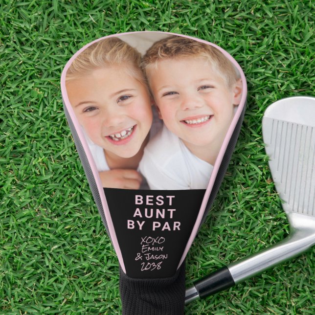 Best Aunt By Par Photo Black Pink Golf Head Cover (Creator Uploaded)