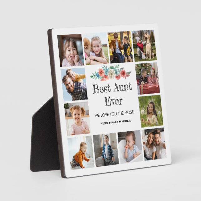 Best Aunt Ever 12 Photo Collage  Plaque (Front)