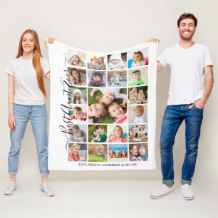 BEST AUNT EVER 21 Photo Collage Script Keepsake Fleece Blanket