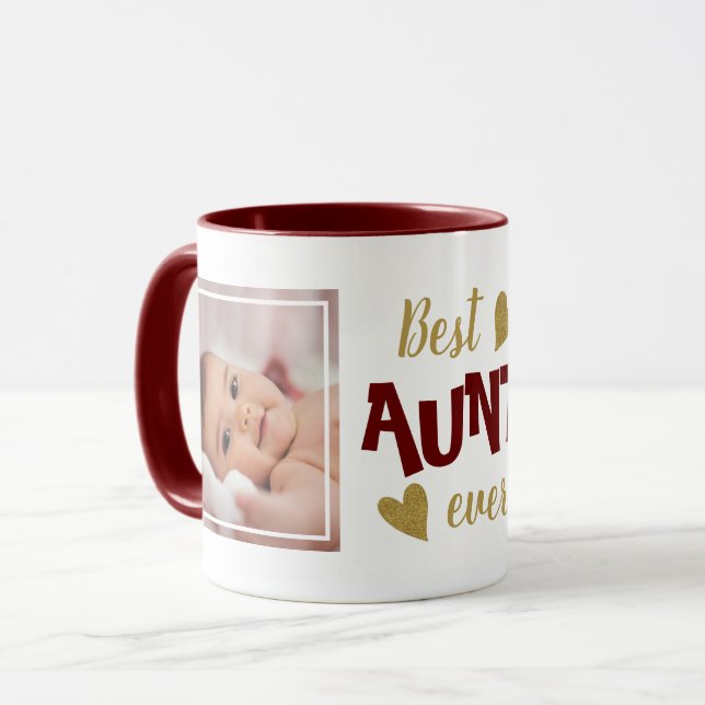 Best Aunt Ever 2 Photo Maroon And Gold Mug (Front Left)