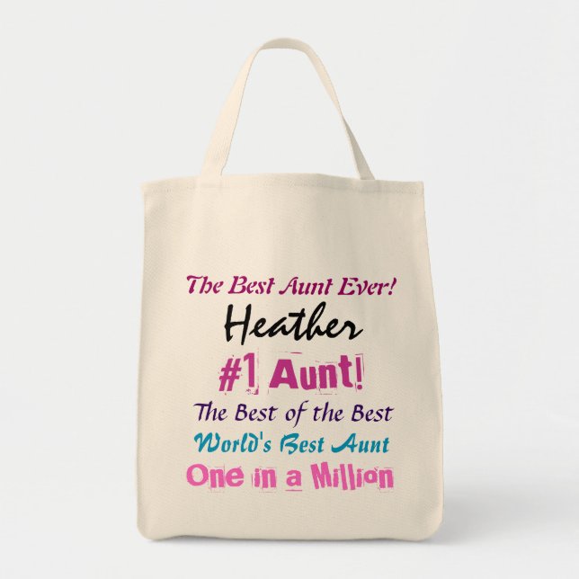 Best Aunt Ever Custom Name Tote Bag (Front)