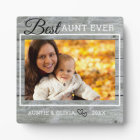 Best Aunt Ever Custom Photo Rustic Grey Wood