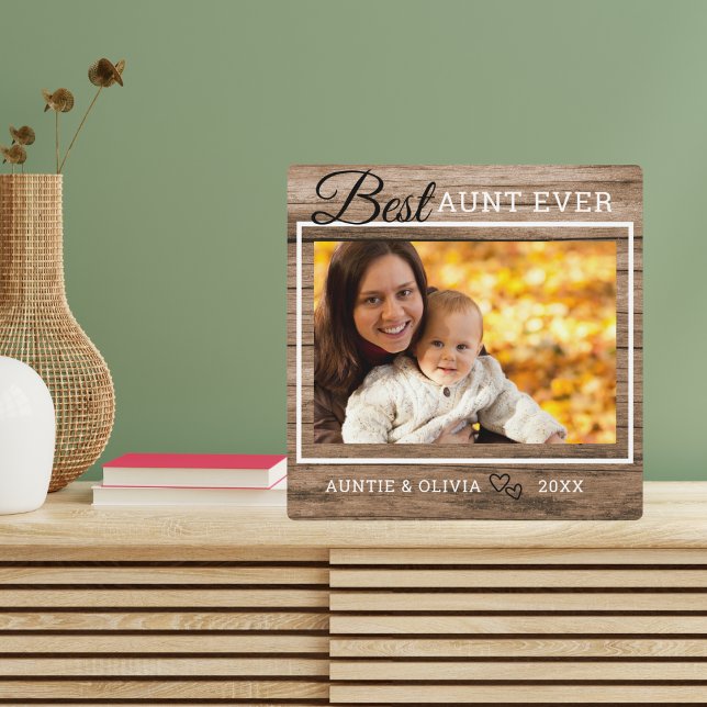 Best Aunt Ever Custom Photo Rustic Wood Plaque (Best Aunt Ever Custom Photo Rustic Wood Plaque Auntie gift picture frame)