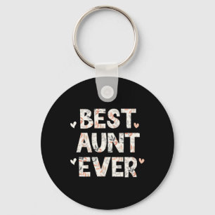 Best Aunt Ever Floral Family Love Hearts  Key Ring