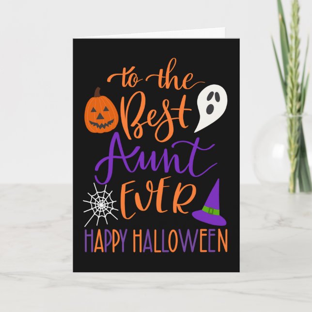 Best Aunt Ever Halloween in Orange and Purple Card (Front)