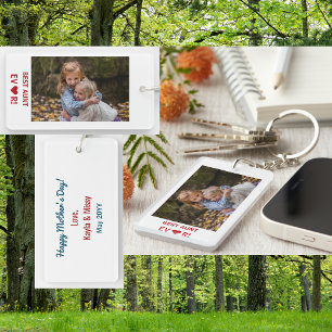 Best Aunt Ever Heart Mother's Day Photo Keepsake Key Ring