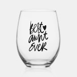 Best Aunt Ever Modern Calligraphy Personalised Stemless Wine Glass<br><div class="desc">The best aunt ever! Customisable wine glass featuring modern calligraphy. Personalise by adding your details. This best aunt wine glass is perfect for birthdays and holidays.</div>
