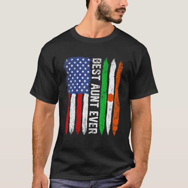 Best Aunt Ever  Mother's Day Niger Us Flag Retro T-Shirt (Front)