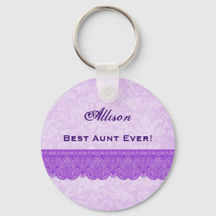 Best Aunt Ever Orchid Purple F418 Key Ring