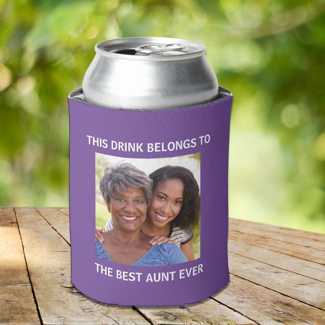 Best Aunt Ever Personalised Photo Purple Can Cooler (Creator Uploaded)