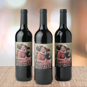 Best Aunt Ever Photo Personalised Wine Label