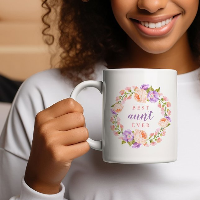 Best Aunt Ever Pink Floral Coffee Mug (Creator Uploaded)