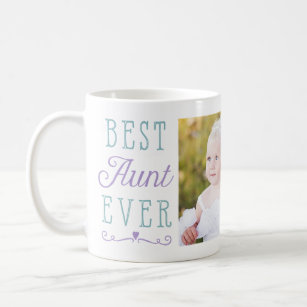 Best Aunt Ever Purple Teal Custom Photo Coffee Mug