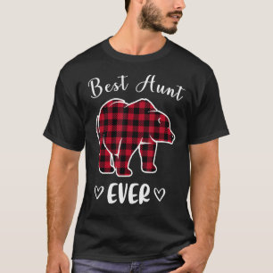 Best Aunt Ever Red Buffalo Plaid Auntie Bear Paja T-Shirt