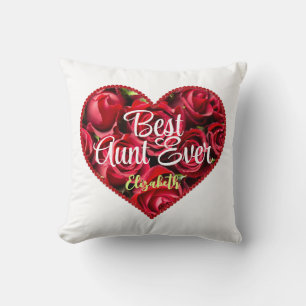 Best Aunt Ever Red Heart Unique Typography Auntie Cushion