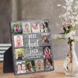 Best Aunt Ever Rustic Grey Wood  12 Photo Collage  Plaque<br><div class="desc">Create your own photo collage  plaque  with 12 of your favourite pictures on a wood texture background .Personalise with family photos . Makes a treasured keepsake gift for the favourite aunt for birthday,  holidays and father's day.</div>