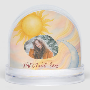 Best Aunt Ever Sun and Moon Photo  Thoughtful Gift Snowglobe