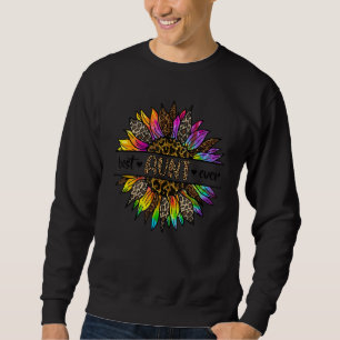 Best Aunt Ever Sunflower Leopard Tie Dye Auntie Mo Sweatshirt