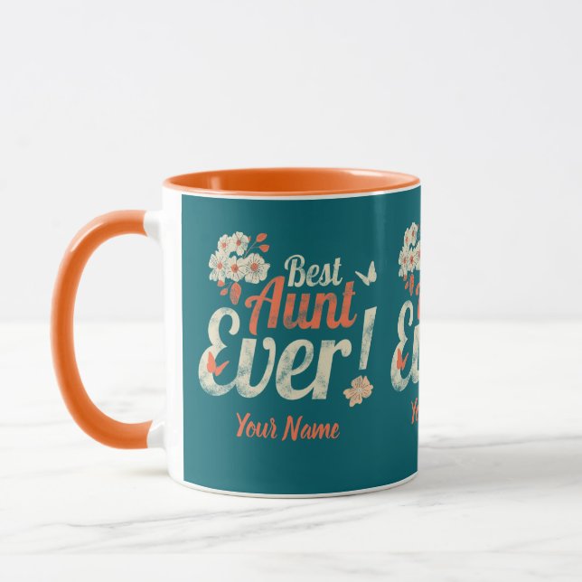 Best Aunt Ever Vintage Auntie Birthday Godmother Mug (Left)
