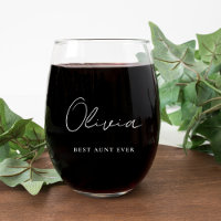 Best Aunt Ever White Script Monogram