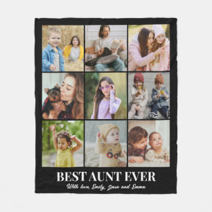 Best Aunt Niece Nephew Photo Collage 9 Pictures Fleece Blanket