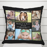 Best Aunt Photo Collage Black Cushion<br><div class="desc">Give the world's best aunt a fun custom photo gift. This black throw pillow features an 8 photo collage of her nieces,  nephews,  family,  etc.,  their names,  "World's Best Aunt" and whether she is called "Auntie, " "Tia, " etc.,  in modern white typography.</div>