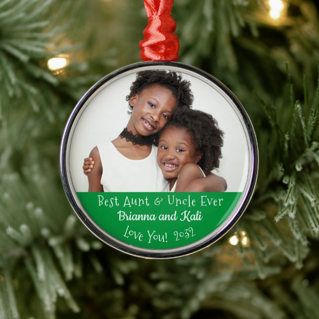 Best Aunt Uncle Ever Personalised Photo Christmas  Metal Ornament (Tree)