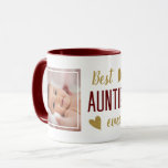 Best Auntie Ever 2 Photo Maroon & Gold Keepsake   Mug<br><div class="desc">Best auntie ever photo mug to personalise with 2 photos. Makes a great gift for birthday, mother's day and holidays.</div>